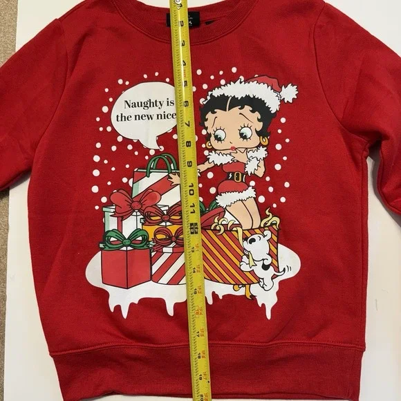 Betty Boop Crewneck Red Graphic SmallSweatshirt Holiday NWOT. ✅ Description! - Picture 7 of 11